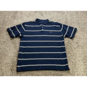 Karl Kani Shirt XL Blue White Mens Striped 90s Hip Hop Polo Rugby Vintage